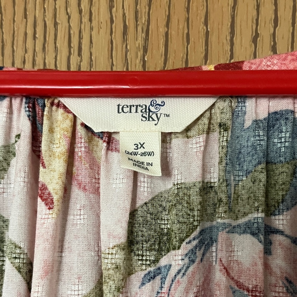 Terra & Sky Pink Floral V-Neck Maxi Dress with Yellow and Green Accents - Picture 2 of 6